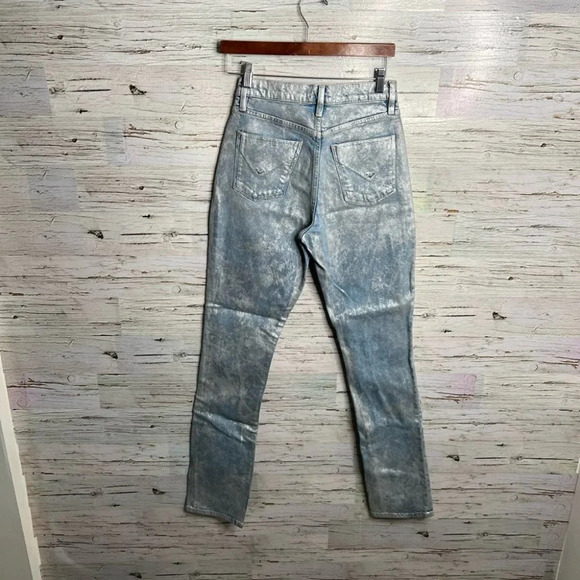 Hudson high rise straight holly jeans size 26 sparkly silver  blue - Picture 9 of 9